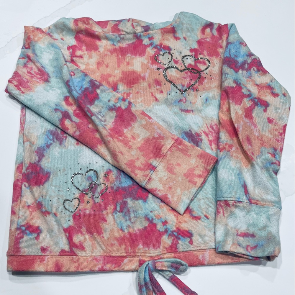 SO Multicolor tye-dye lightweight summer kids hoodie. Kids size M- 8 NWOT